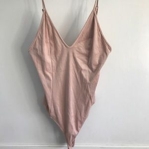 Forever 21 Baby Pink Suede Bodysuit